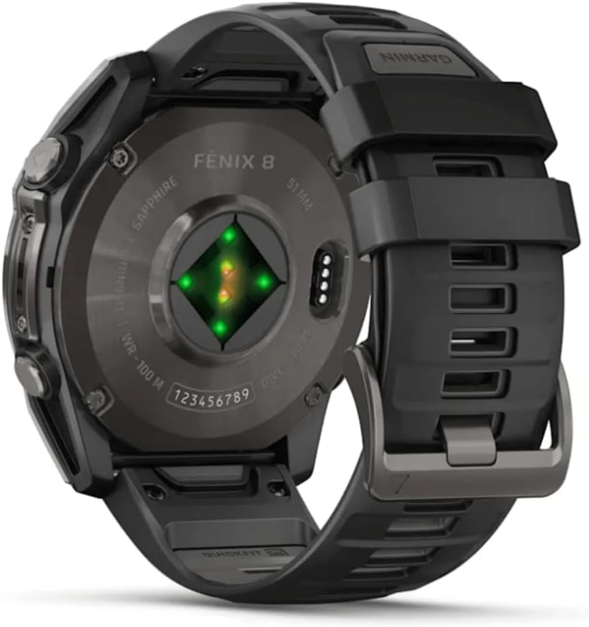 Garmin Unisex Fēnix 8 Amoled Sapphire GPS Uhr, schwarz-carbongrau Titan DLC, 51mm