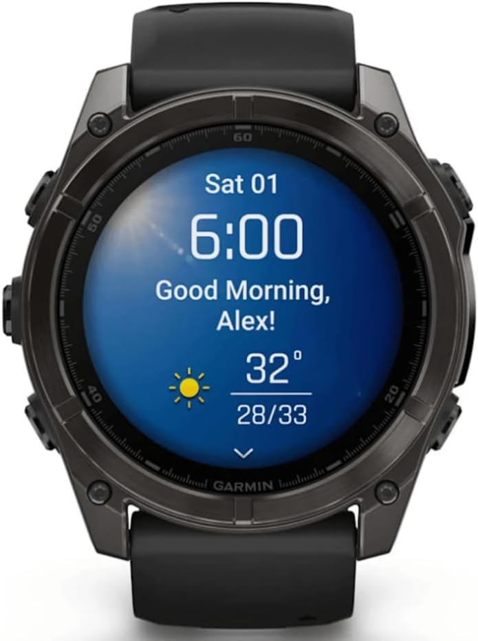 Garmin Unisex Fēnix 8 Amoled Sapphire GPS Uhr, schwarz-carbongrau Titan DLC, 51mm