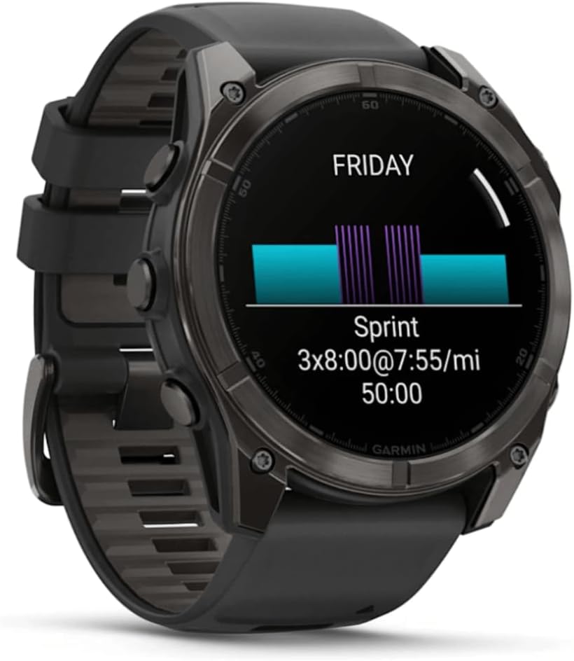 Garmin Unisex Fēnix 8 Amoled Sapphire GPS Uhr, schwarz-carbongrau Titan DLC, 51mm