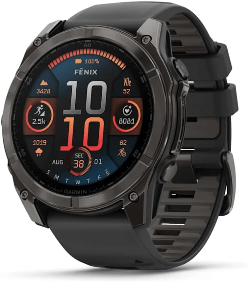 Garmin Unisex Fēnix 8 Amoled Sapphire GPS Uhr, schwarz-carbongrau Titan DLC, 51mm