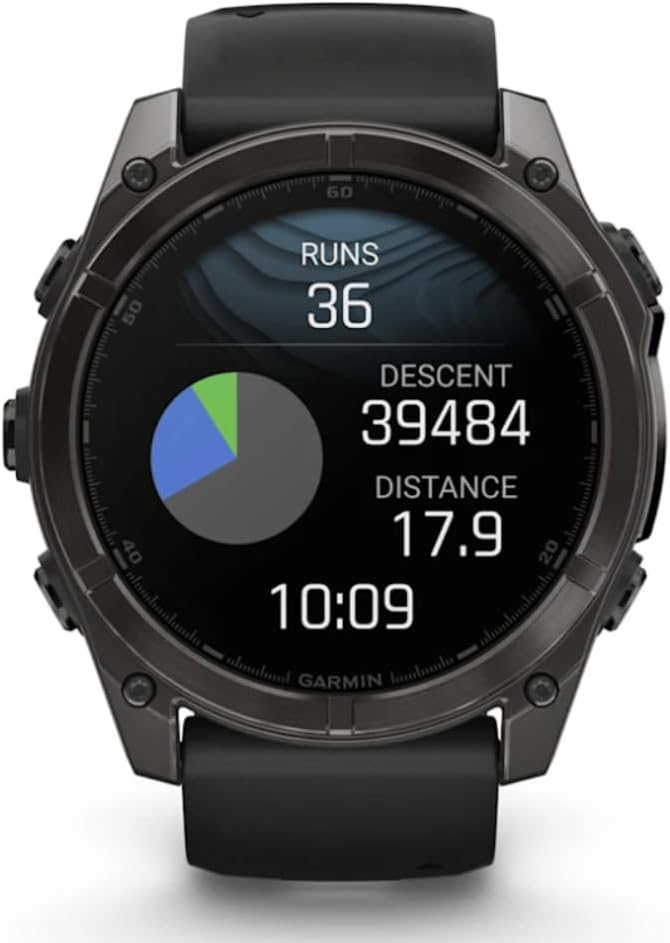 Garmin Unisex Fēnix 8 Amoled Sapphire GPS Uhr, schwarz-carbongrau Titan DLC, 51mm