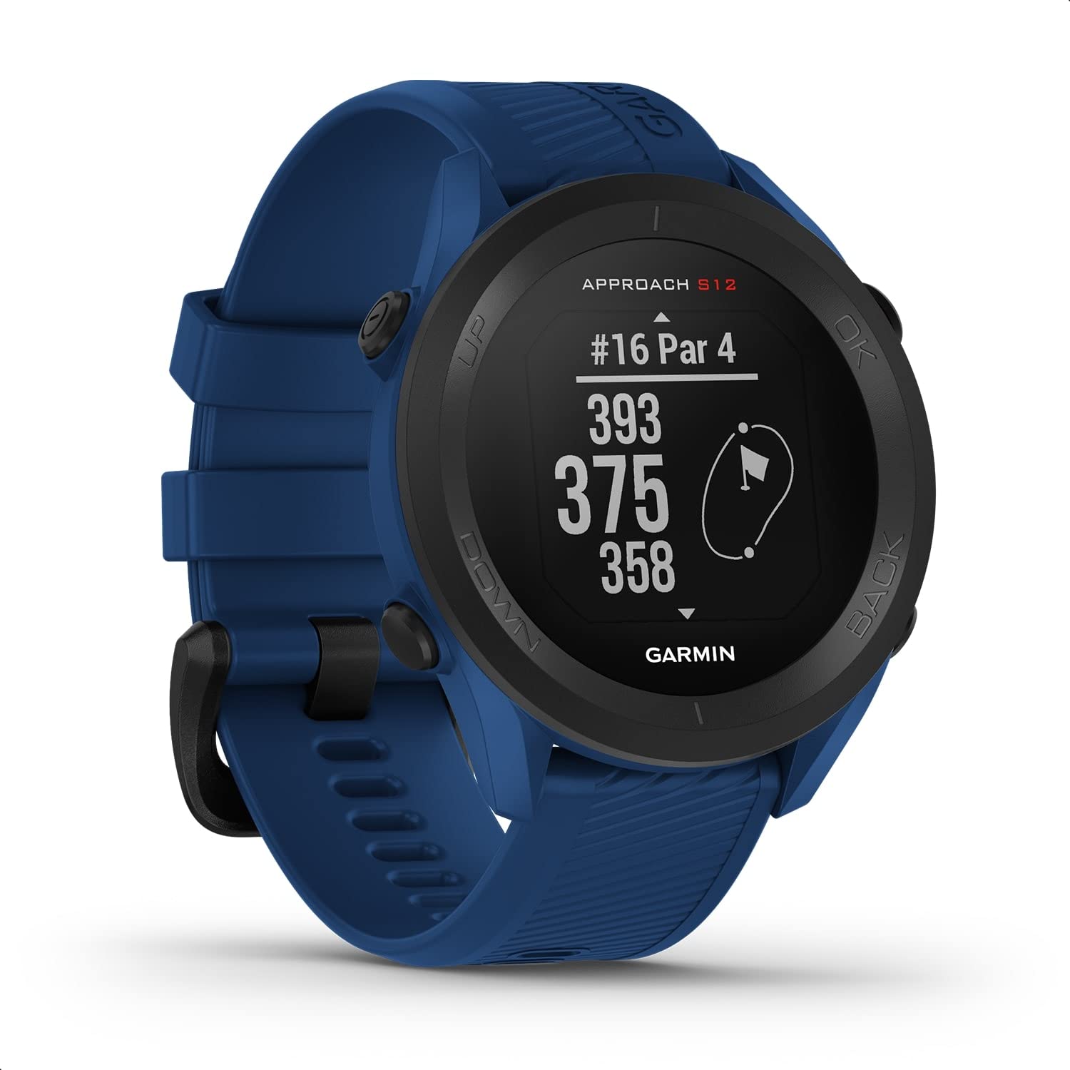 Garmin Approach S12 - GPS-Golfuhr mit Schlagweitenmessung & Distanzangaben zum Grün/Hindernissen auf 42.000 Golfplätzen. 1,3“ Display mit einfacher Bedienung & bis zu 30 h Akkulaufzeit im Golf-Modus.