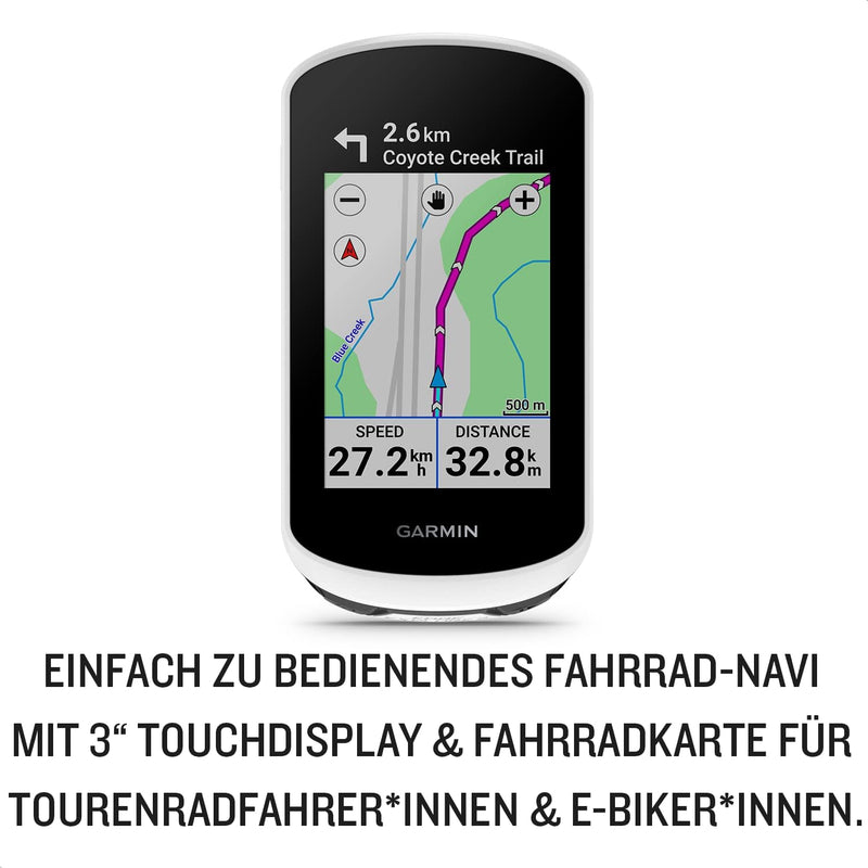Garmin Edge Explore 2 - GPS-Fahrradnavi für Tourenradfahrende & E-Bikende, 3" Touchdisplay, einfache Bedienung, spezifisches E-Bike Routing, vorinstallierte Europakarte & bis zu 16 Std Akkulaufzeit