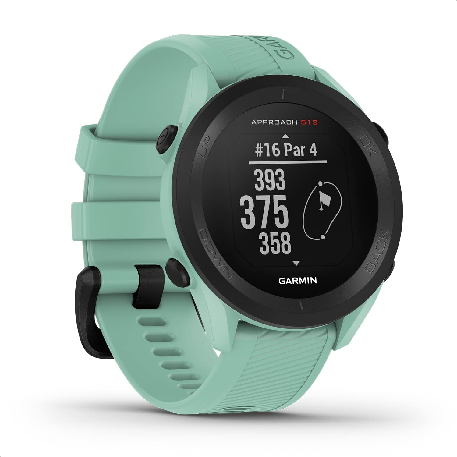 Garmin Approach S12 - GPS-Golfuhr mit Schlagweitenmessung & Distanzangaben zum Grün/Hindernissen auf 42.000 Golfplätzen. 1,3“ Display mit einfacher Bedienung & bis zu 30 h Akkulaufzeit im Golf-Modus.