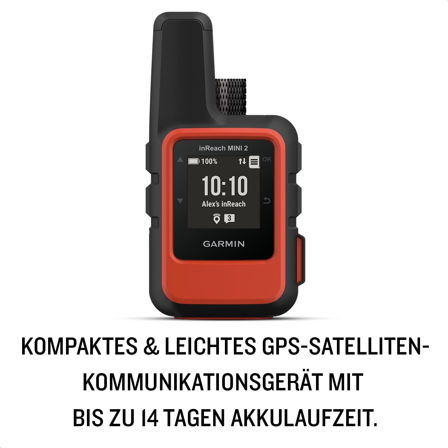 Garmin inReach Mini 2 – GPS-Satelliten-Kommunikationsgerät mit 24/7 Notruf-Funktion, weltweitem Nachrichtenversand ohne Mobilfunkempfang (ABO erforderlich) & Pfeilnavigation, bis 14 Tage Akkulaufzeit