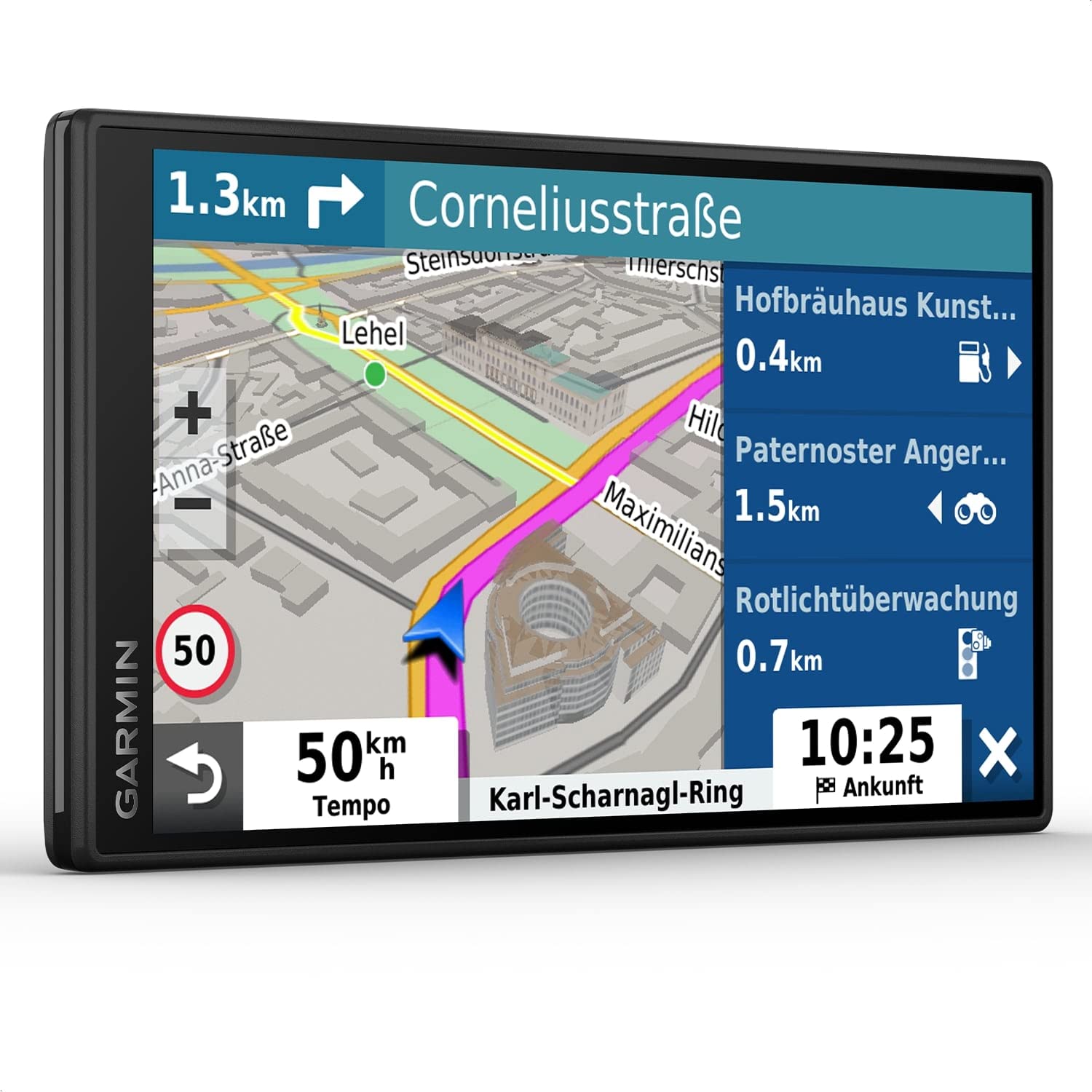 Garmin DriveSmart 66 MT-S – Navigationsgerät mit hellem 6 Zoll (15,2 cm) HD-Display, 3D-Europakarten mit Umweltzonen, Verkehrsinfos in Echtzeit via Garmin Drive App, Sprach- und Fahrerassistenz