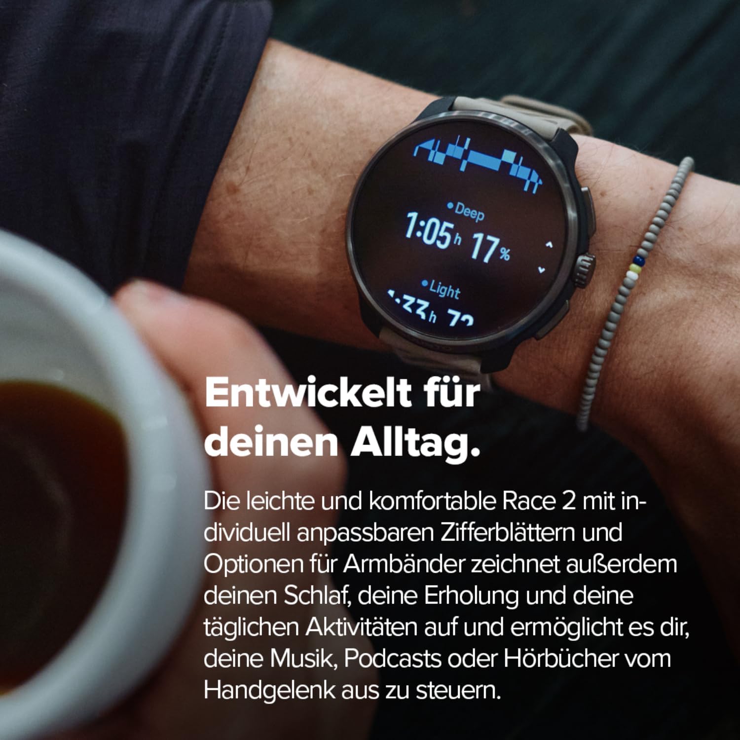 SUUNTO Race 2 GPS Sportuhr, Helles 1.5-Inch AMOLED Touchsreen,Schlankeres und Leichteres Design, 16-Tage Akkulaufzeit, Offline-Karten, Prezise Navigation, 115+ Sportmodi, Erweiterte Trainingsmesswerte