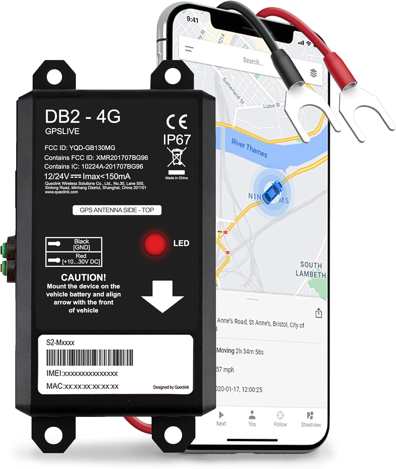 DB2-4G GPS Tracker Auto, Motorrad, Wohnmobil, KFZ | Made in EU | Einfache Installation | Livetracking mit App | Keine SIM benötigt | GPS Tracker GPS Sender | Peilsender