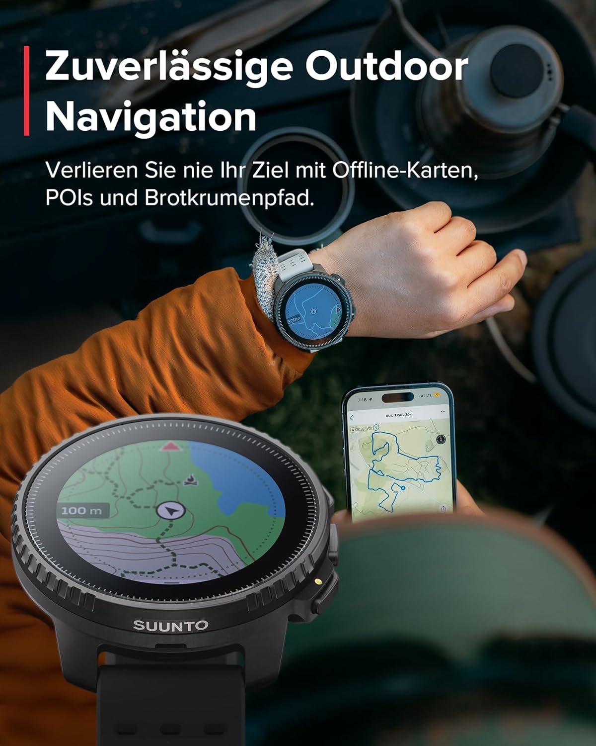 SUUNTO Vertical Abenteuer Uhr - GPS Smartwatch, Zweifrequenz GPS Navigation, Kostenlose Offline-Karten, mit Solarladung Akkulaufzeit bis zu 65 Tagen, Militärgeprüftes Gehäuse, 100m Wasserdichtigkeit