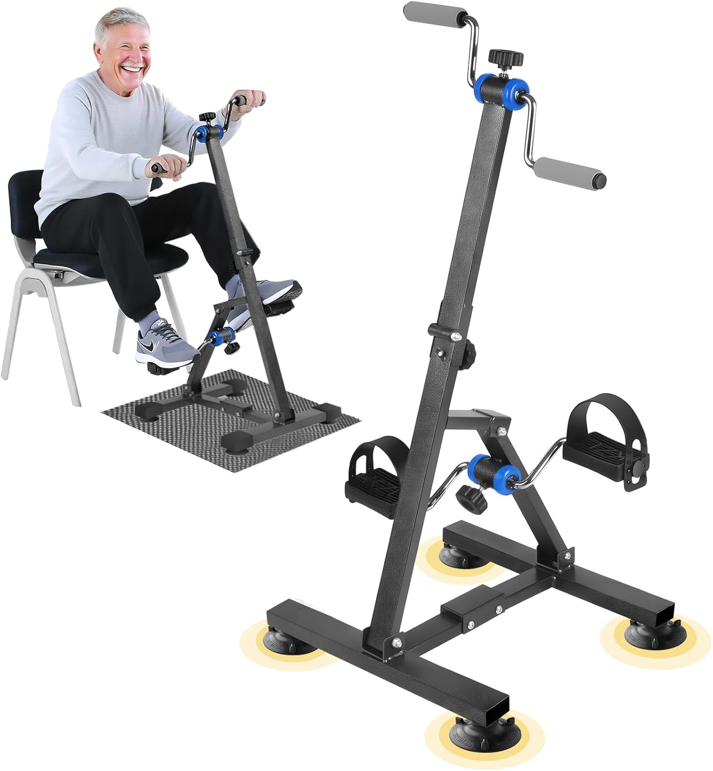 Arm- und Bein-Pedaltrainer für Senioren - Sitzfahrrad-Pedaltrainer mit Vollklappbarer Armfahrrad-Funktion für Physiotherapie, Einstellbarer Widerstand