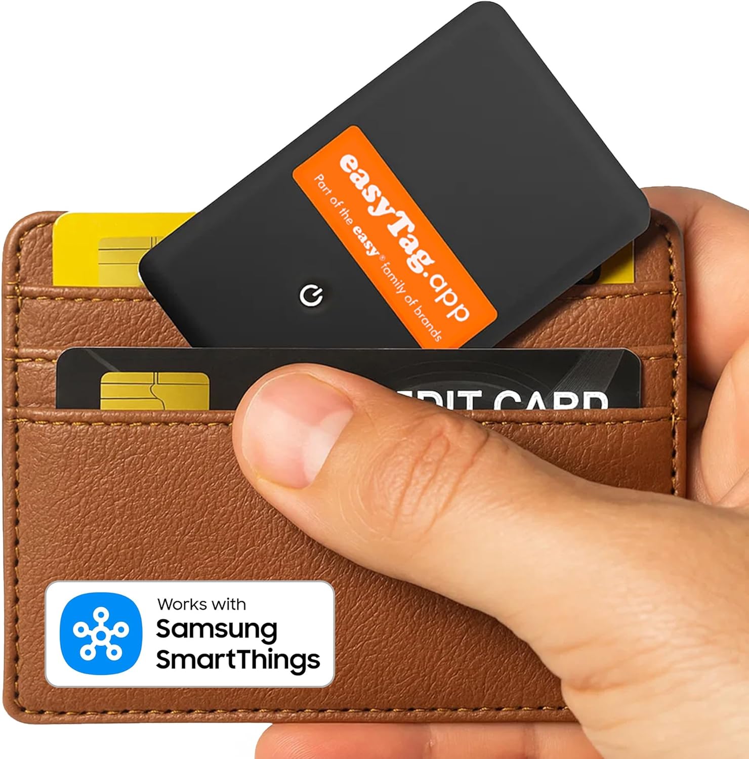 easyTag Tracking Card (Nur Samsung) - Schlanker und globaler Wallet Tracker für Geldbörsen, Taschen, Koffer und Gepäck. Wiederaufladbare Tracking Card kompatibel mit der Samsung SmartThings App.