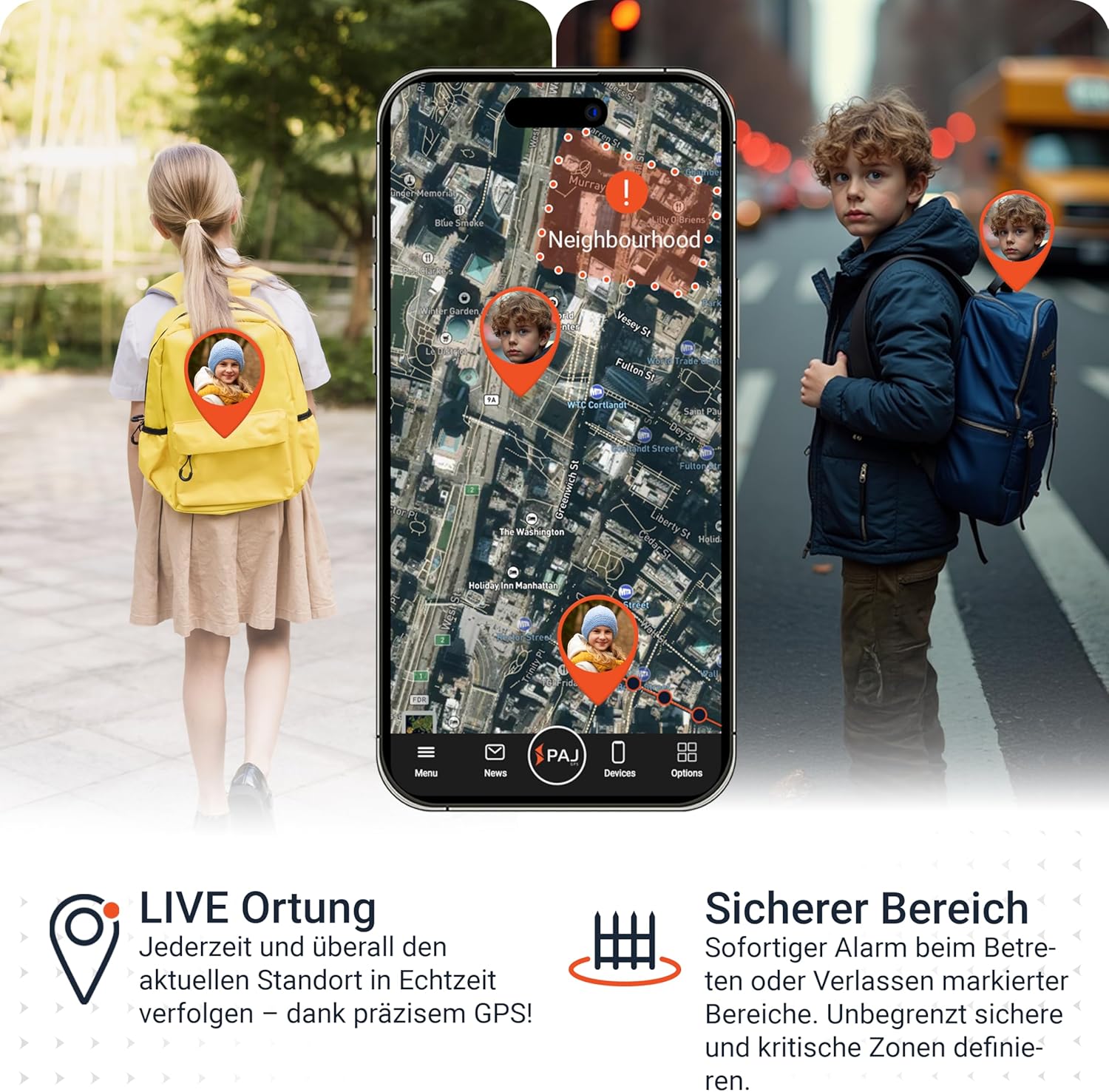 PAJ GPS People Finder 4G - Mini GPS Tracker für Kinder und Senioren - bis zu 5 Tage Akkulaufzeit - kleines Ortungsgerät mit Live-Ortung, geeignet bei Demenz, Alarmbenachrichtigungen im Notfall