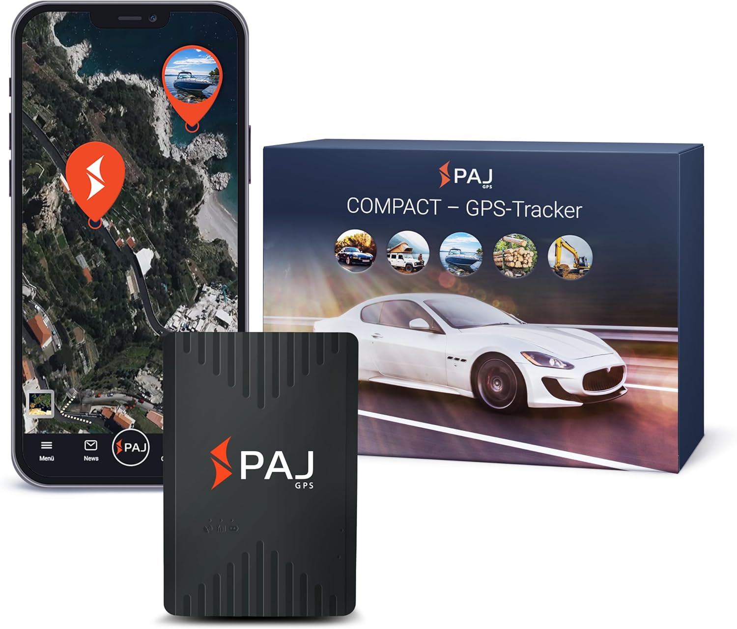 PAJ GPS COMPACT Finder 4G - GPS Tracker für Autos, Motorräder und LKWs - bis zu 40 Tage Akkulaufzeit - Ortungsgerät für Diebstahlschutz mit Live-Ortung, Alarmbenachrichtigungen im Notfall