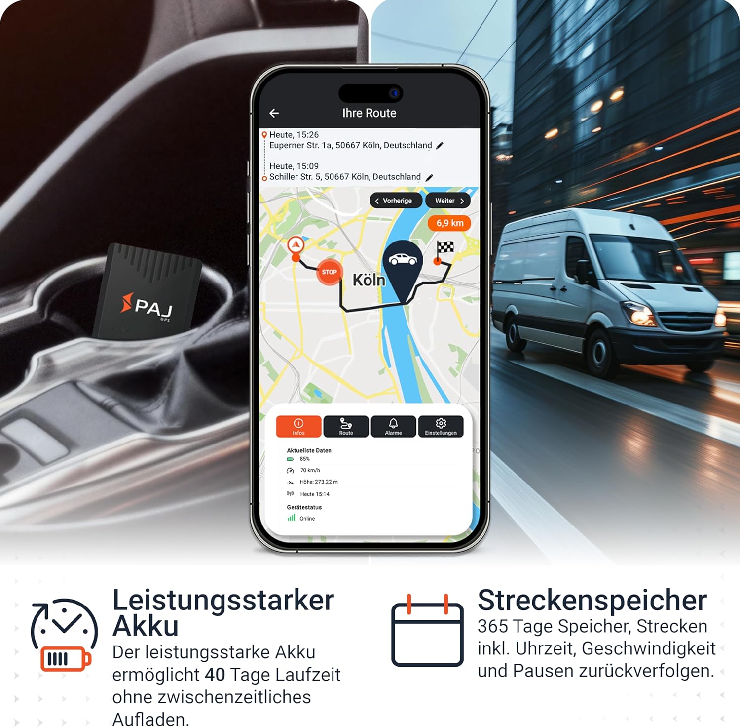 PAJ GPS COMPACT Finder 4G - GPS Tracker für Autos, Motorräder und LKWs - bis zu 40 Tage Akkulaufzeit - Ortungsgerät für Diebstahlschutz mit Live-Ortung, Alarmbenachrichtigungen im Notfall