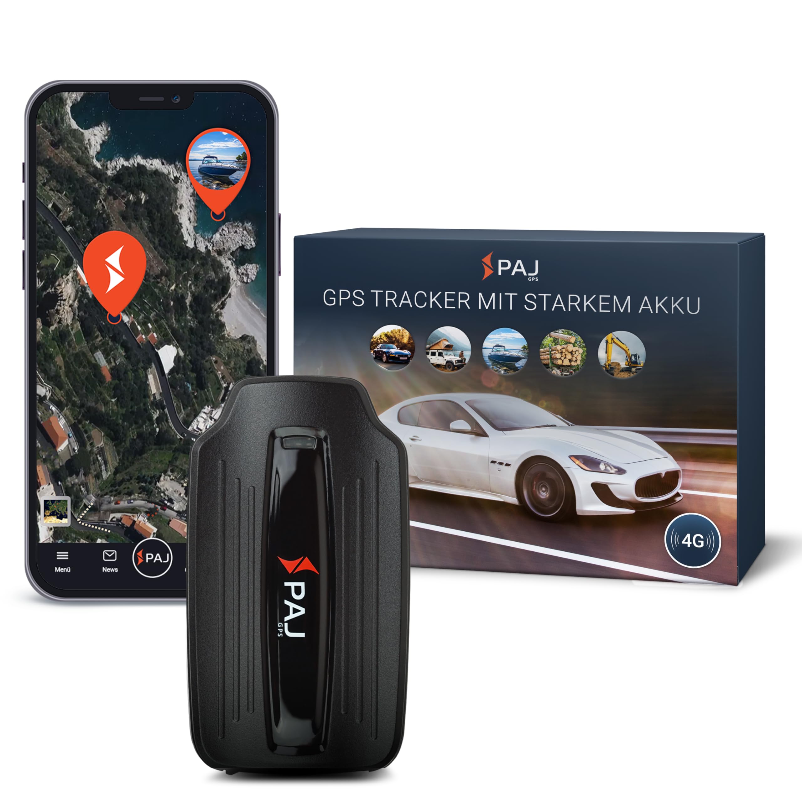 PAJ GPS COMPACT Finder 4G - GPS Tracker für Autos, Motorräder und LKWs - bis zu 40 Tage Akkulaufzeit - Ortungsgerät für Diebstahlschutz mit Live-Ortung, Alarmbenachrichtigungen im Notfall