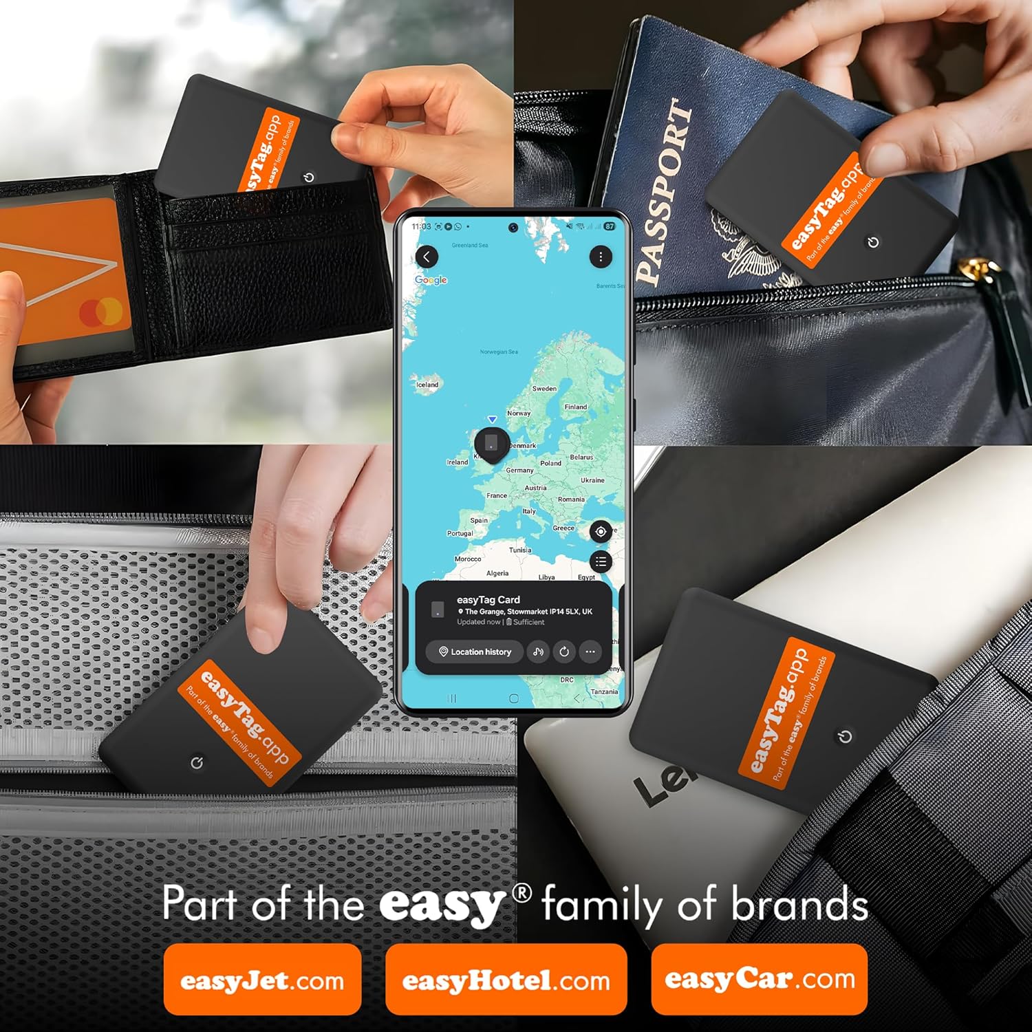 easyTag Tracking Card (Nur Samsung) - Schlanker und globaler Wallet Tracker für Geldbörsen, Taschen, Koffer und Gepäck. Wiederaufladbare Tracking Card kompatibel mit der Samsung SmartThings App.