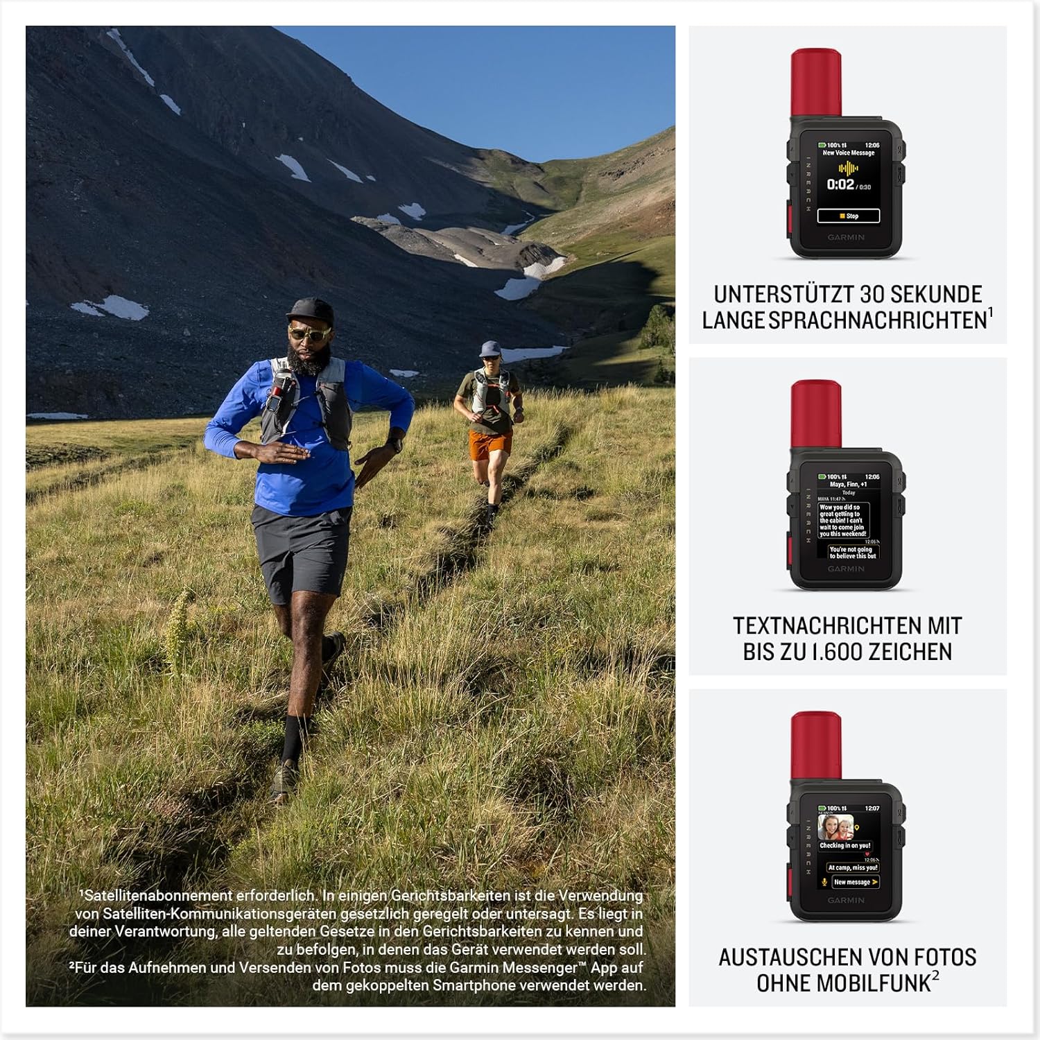 Garmin inReach Mini 3 Plus - SOS Satelliten-Kommunikationsgerät, 1,9" Farb- und Touchdisplay, 14 Tage Akkulaufzeit, 24/7 SOS-Notruf, Sprachnachrichten ohne Mobilfunkempfang (ABO erforderlich), Sirene